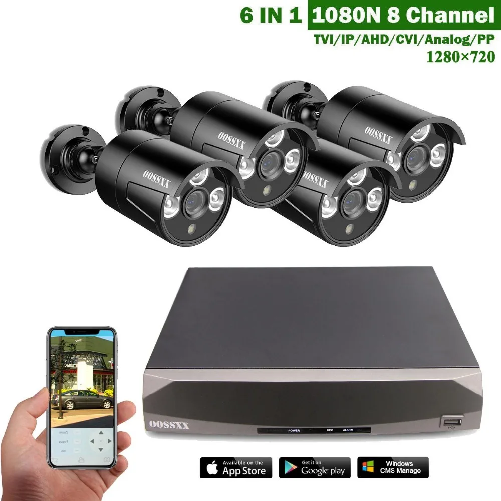 OOSSXX 8CH DVR 720 P HDMI CCTV Системы видео Регистраторы 4 шт. 1280TVL охранных Водонепроницаемый