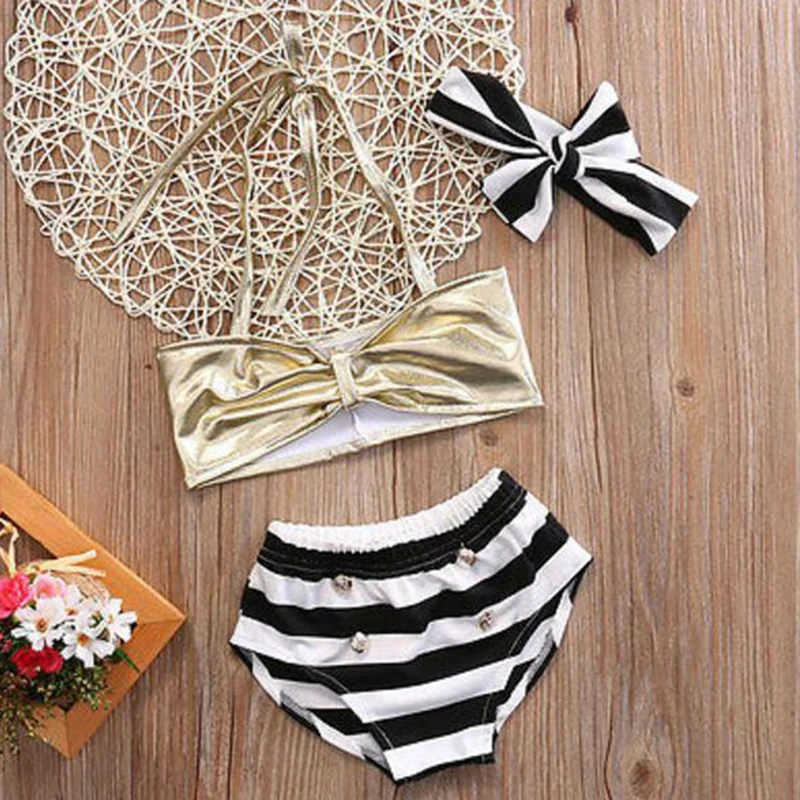 2018 летние пляжные для малышей Детская одежда девочек бикини ванный комплект