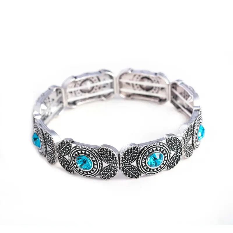 Старинный браслет из тибетского серебра на запястье растягивающийся Ретро