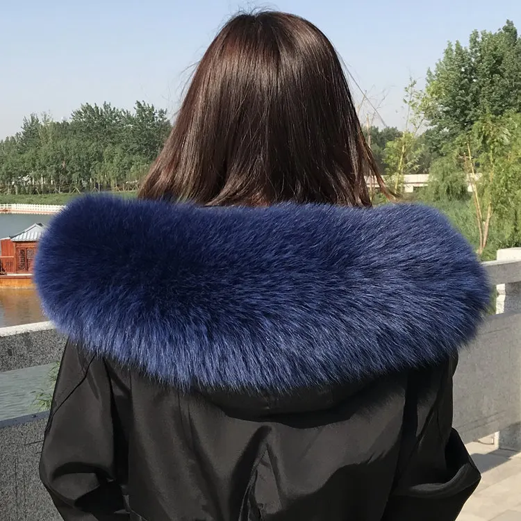 Dark purple Зимняя Новинка, воротник из лисьего меха, модный Удобный шарф из меха, цвет, большой меховой воротник, пальто, воротник для мужчин и женщин, шаль - Цвет: Dark purple