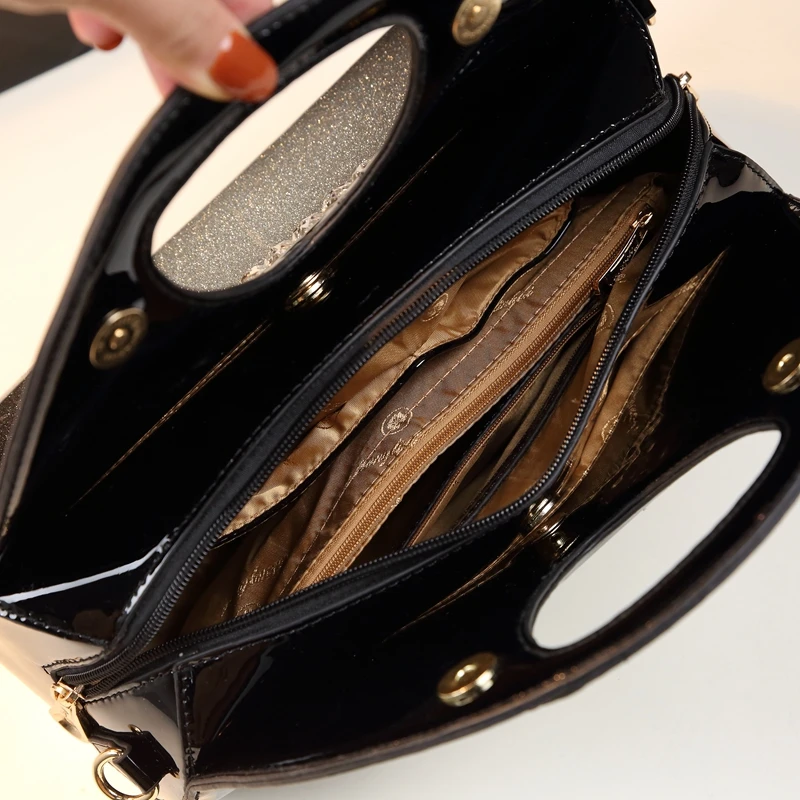 ICEV 2019 новые модные простые женские кожаные сумки boston tote лакированные клатчи