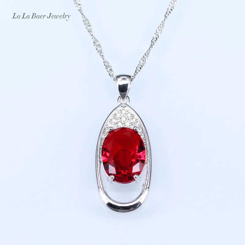 L &amp B 4 шт. серебро 925 ювелирные наборы красный искусственный гранат Белый Циркон