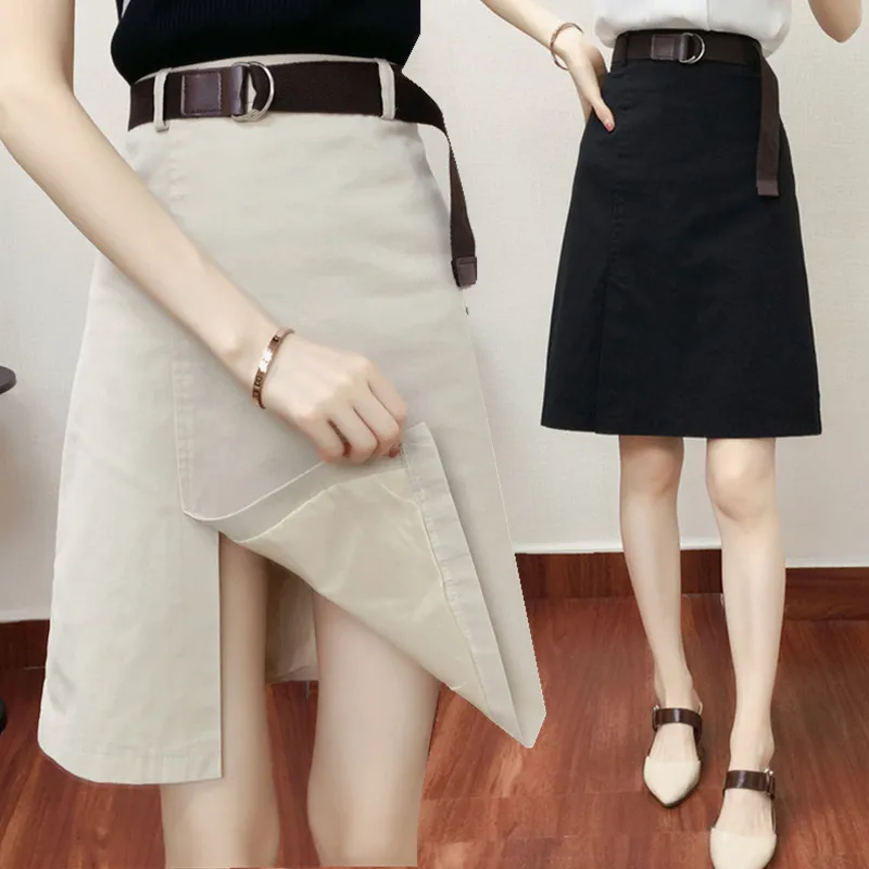 Элегантная женская юбка с разрезом длиной до колена трапециевидная большого