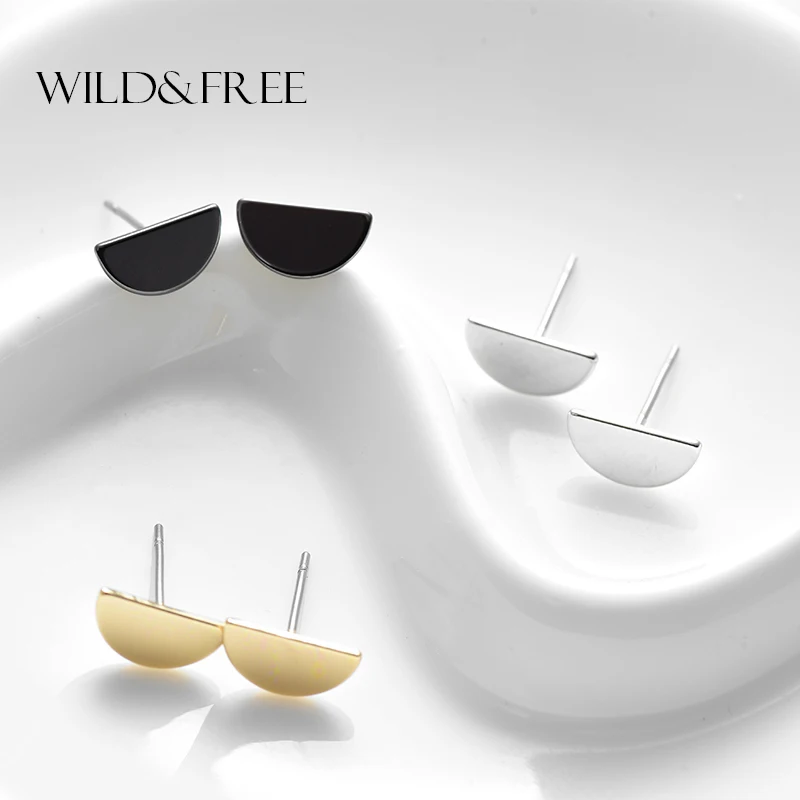 Геометрические серьги в виде полукруга WILD & FREE женские пусеты из простой медной