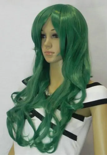 К . к 002695 отлично темно-зеленый длинные волнистые косплей женщины парик бесплатно
