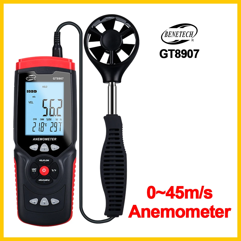 Portable Anemometer Anemometro Gauge Precise Digital USB Temperature Hand-Held Tool GT8907-BENETECH | Инструменты