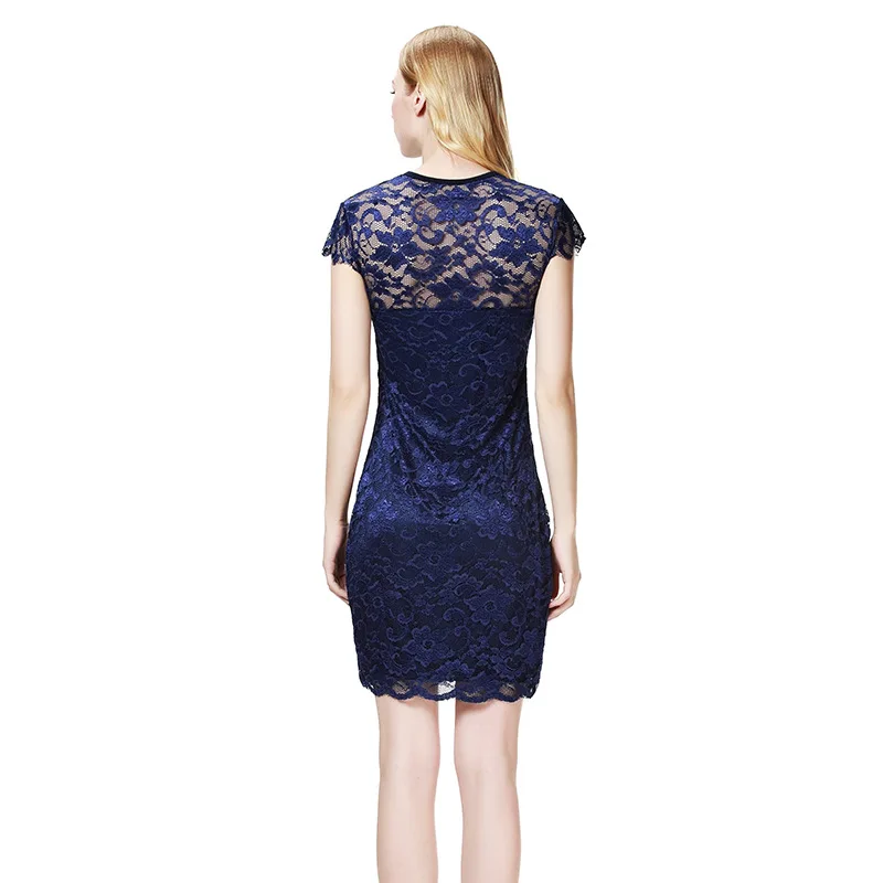 2017 Elegant Women Short Sleeve Lace Slim Christmas Dress Sexy Pencil V Neck Female Vestidos Solid Party Robe Ladies Dresses | Женская