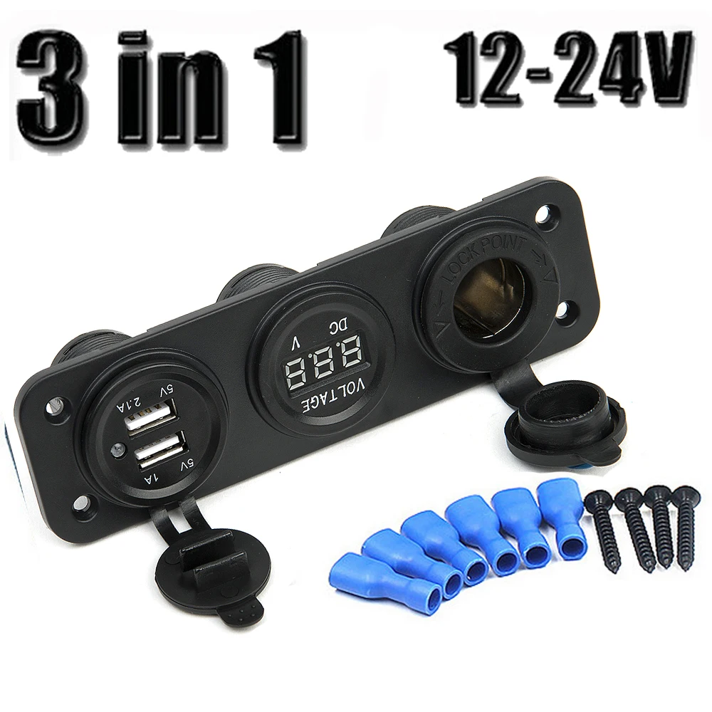 DC 12 В USB разъем сплиттер двигатель Автомобильный цифровой вольтметр постоянного