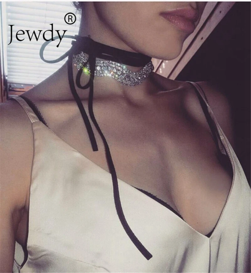 Просто Модные Стразы кожа колье ожерелье для женщин черный пикантные вечерние