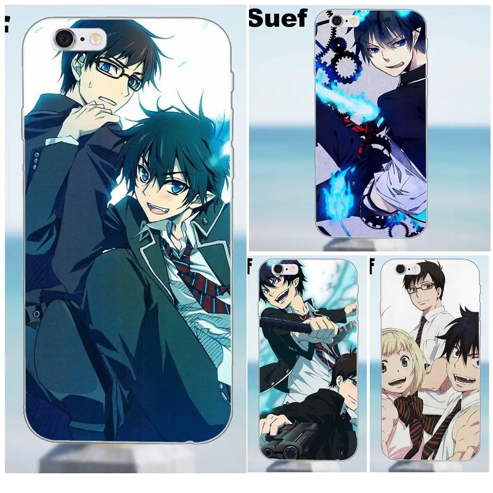 Suef Мягкий ТПУ чехол Капа Чехол аниме Ao No Exorcist для iPhone 4 4S 5 5S 5C SE 6 6S 7 8 Plus X Galaxy J1 J3 J5 J7 A3
