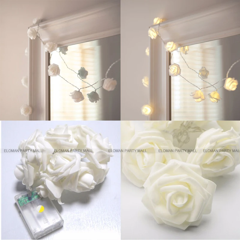 СВЕТОДИОДНАЯ Гирлянда ELOMAN с цветами розы на батарейках свадебное и садовое