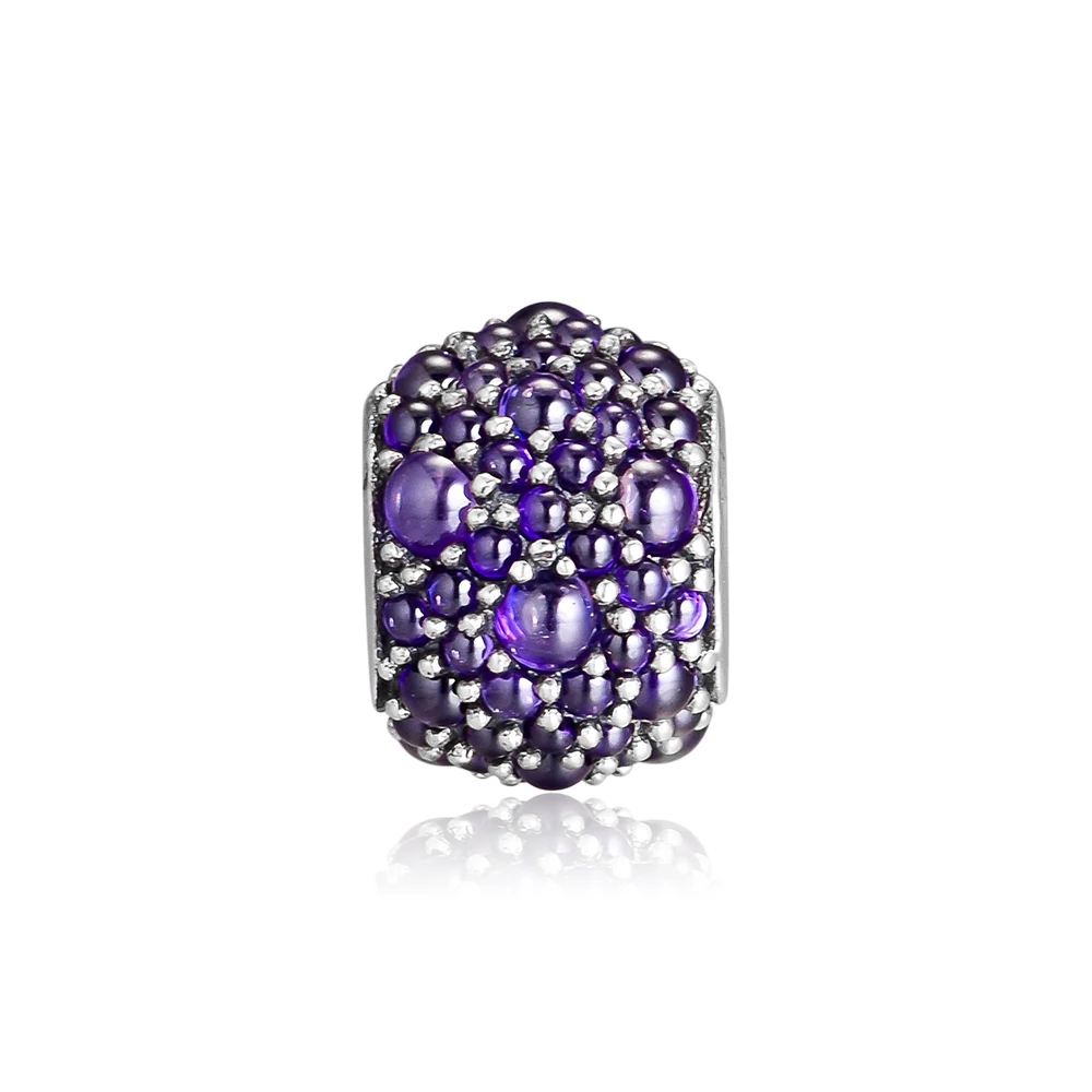 CKK Fit Pandora Браслеты фиолетовые мерцающие капли амулеты 925 оригинальные бусины из
