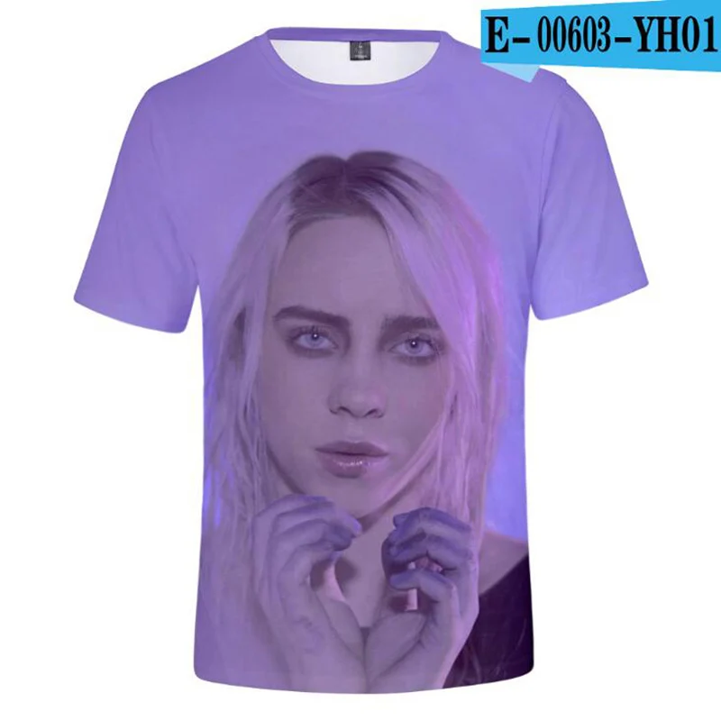 Детская футболка с 3D принтом Billie Eilish крутая летняя модная хипстерская круглым