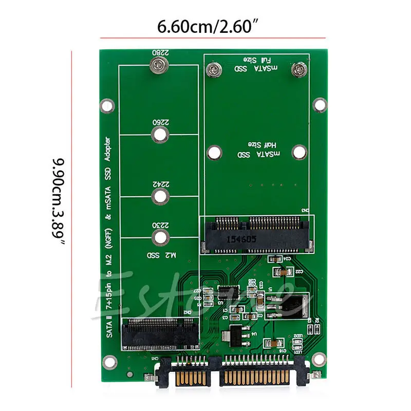Переходник mSATA и M.2 (B Key NGFF) 2 в 1 разных размеров SSD на SATA 3 III|Адаптеры карт памяти| |