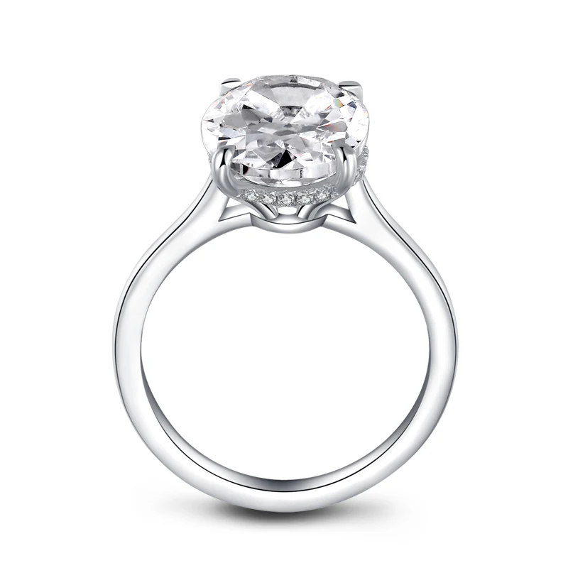 AINOUSHI 925 стерлингового серебра обручальные кольца для женщин 5ct овальные Solitiare Halo кольца украшение для влюбленных женское кольцо argent squillare