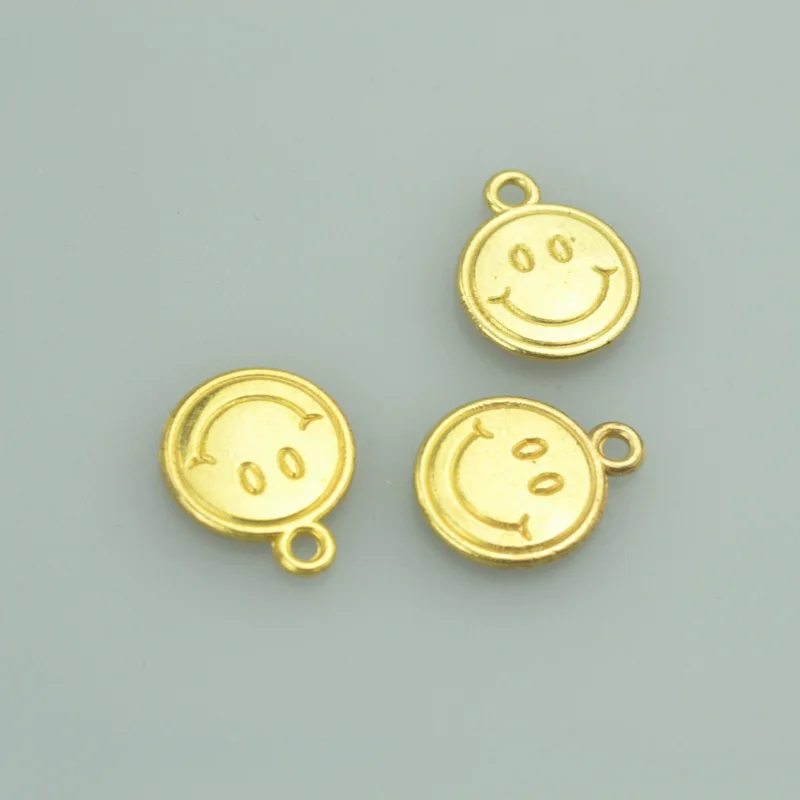 25pcs 16*13mm gold color Smiling face Alloy charms pendant fit necklace bracelet diy Pendants for jewelry making 4020A | Украшения и