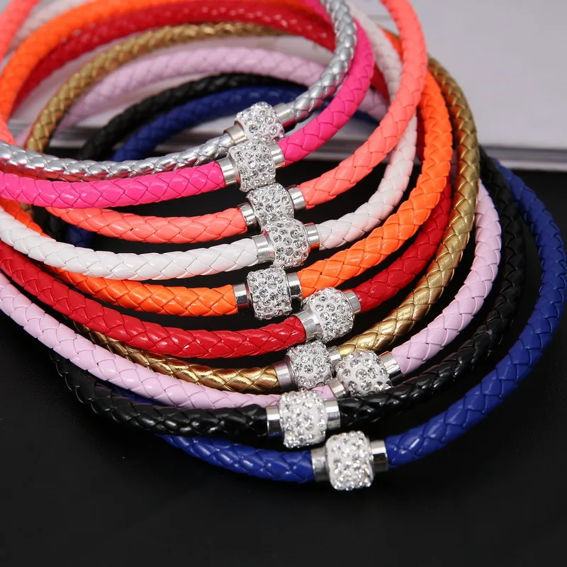 Кожаное колье чокер с искусственными кристаллами|choker fashion necklaces|choker necklacefashion necklace