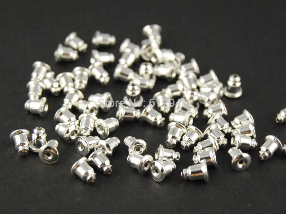 

200 pcs Silver Color Back Earring Stoppers Barrel shape 7x6mm Metal Jewelry Findings