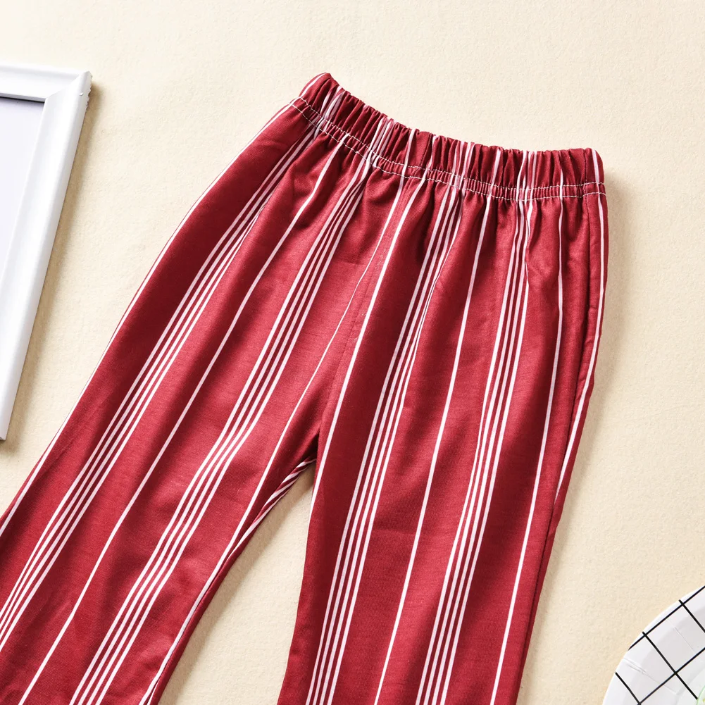 Лидер продаж кружевные топы для маленьких девочек свободные штаны в полоску