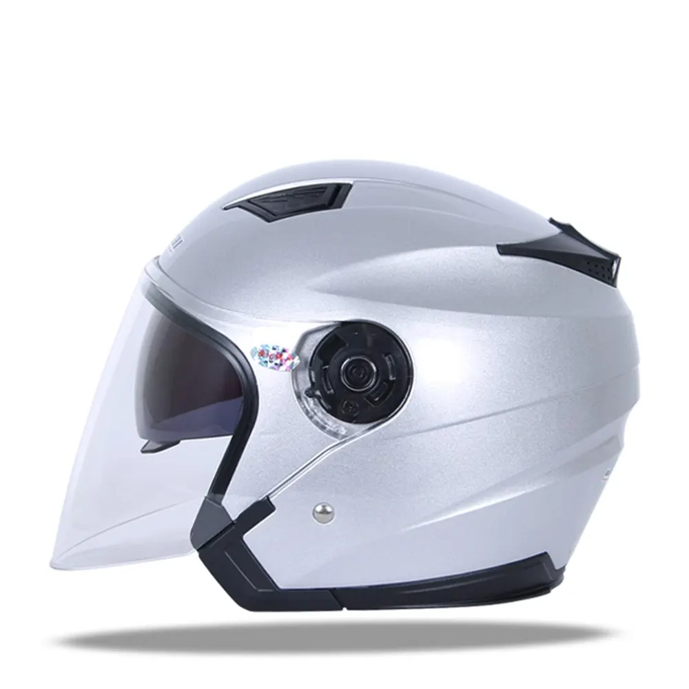 Серебристый Мотоцикл Jiekai шлем мотоциклетный шлем с открытым лицом Motocicleta Cascos Para мото гоночный мотоциклетный винтажный шлем - Цвет: Серебристый