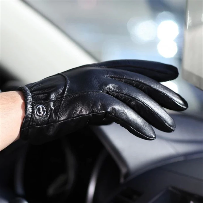 Goatskin Специальное предложение короткие стильные мужские перчатки на запястье эластичные из натуральной кожи модные кожаные перчатки для вождения EM004PN-5