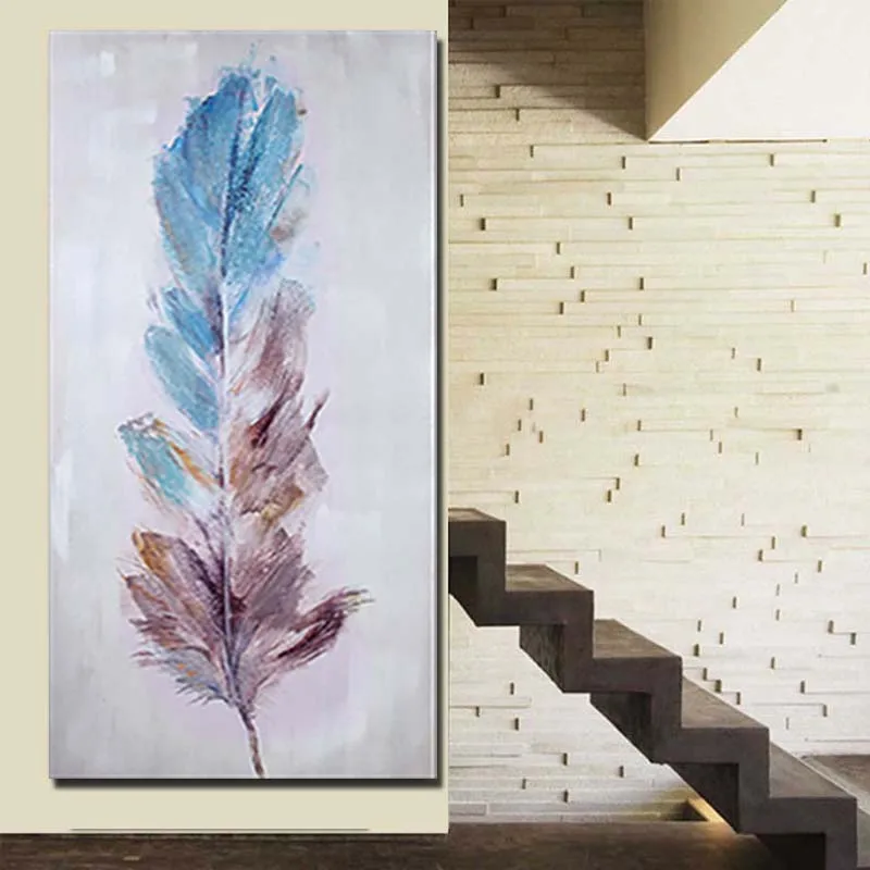 

Hand Painted Abstract Feather Picture Canvas Dancer Oil Painting Wall Feather Art Picture Living Room Home Decor Drop Shipping