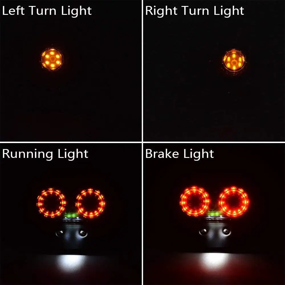 

40-LED Motorcycle TailLight Integrated Running Brake Light Turn Signal Lamp License Plate Bracket for Harley Honda Motorcycle