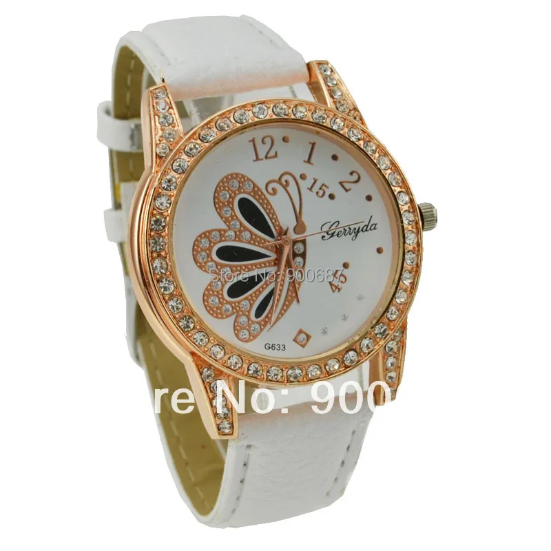 Женские часы стразы со стразами кварцевые с кожаным ремешком повседневные