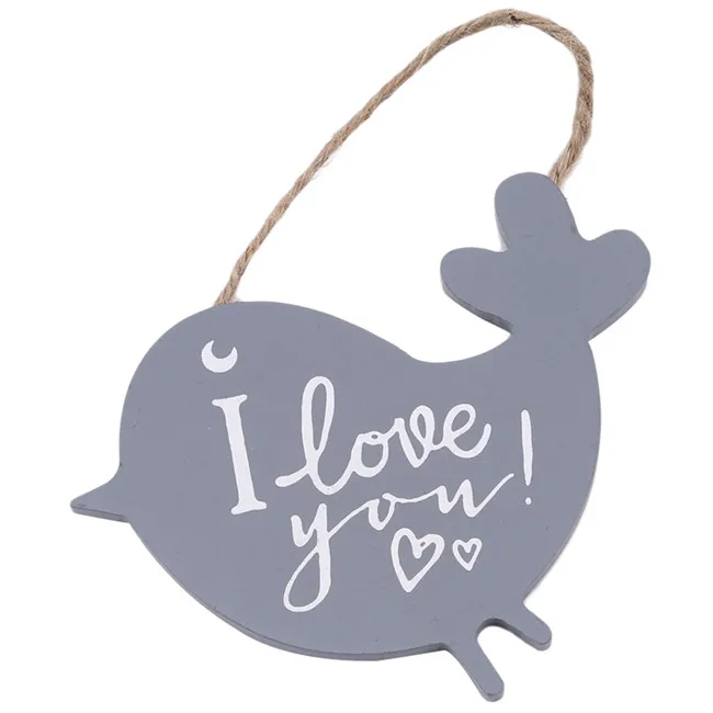 Grey bird ILOVEYOU Креативное домашнее украшение, настенная тарелка для дома и сада, приветственная доска для птиц и дома, деревянная вывеска для рукоделия - Цвет: Grey bird ILOVEYOU