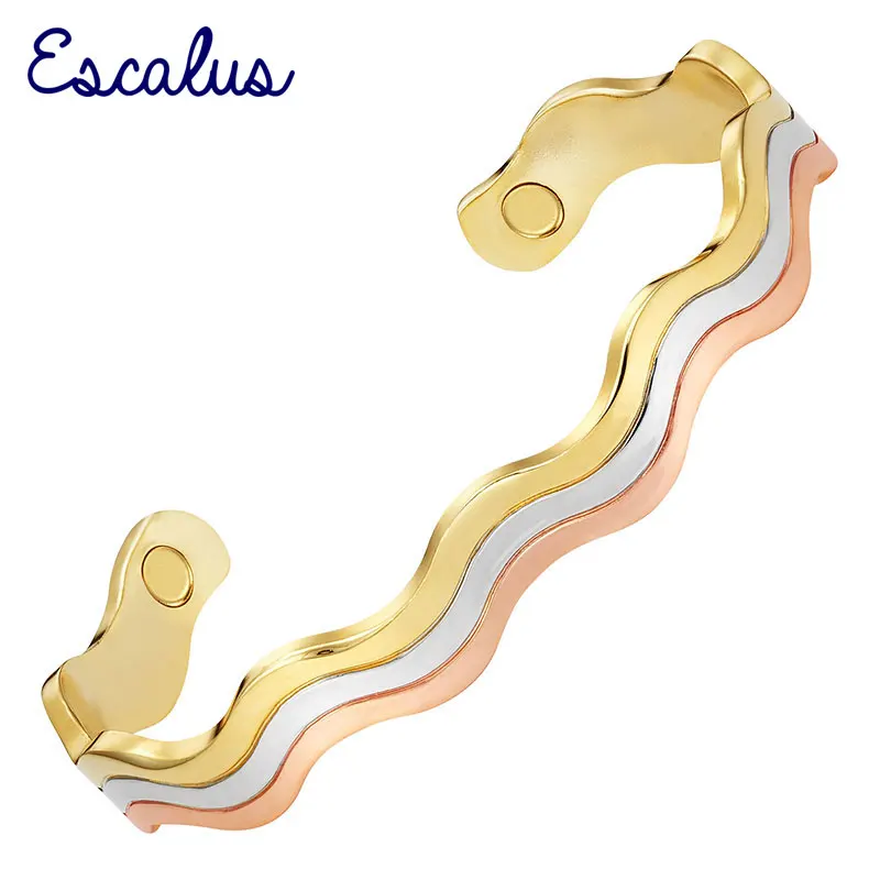 Эскалус 3 тона подарок унисекс лечебный Золотой Серебряный медный браслет