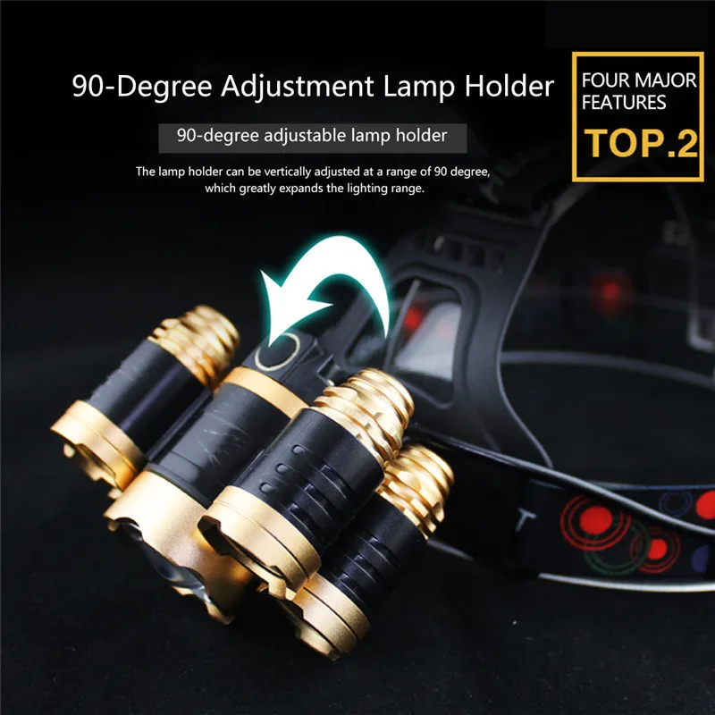 Kaigelin мощный светодиодный фонарик налобный фонарь 5LED Zoom T6 головной свет лоб 18650