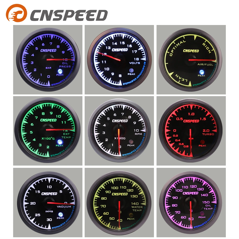 

Shark style 2.5" 60mm Turbo Boost gauge Oil Temp press Volt Tachometer Water temp Air fuel Ratio Exhaust gas temp with 7 Colors