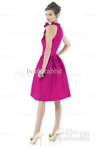 2013 Fashion Party Dresses For Womens Sleeveless A line Satin Bows Bridesmaids Cheap Short Bridesmaid 245 | Свадьбы и торжества