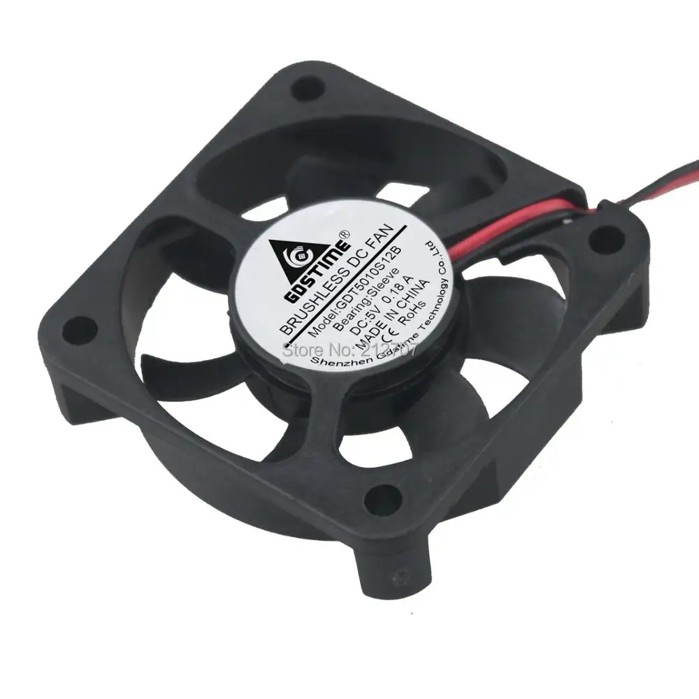 Вентилятор охлаждения Gdstime 50X50X10mm 1 шт. 50 мм 5 см 5010 2Pin 2 провода в пост. Тока 7 лезвий |