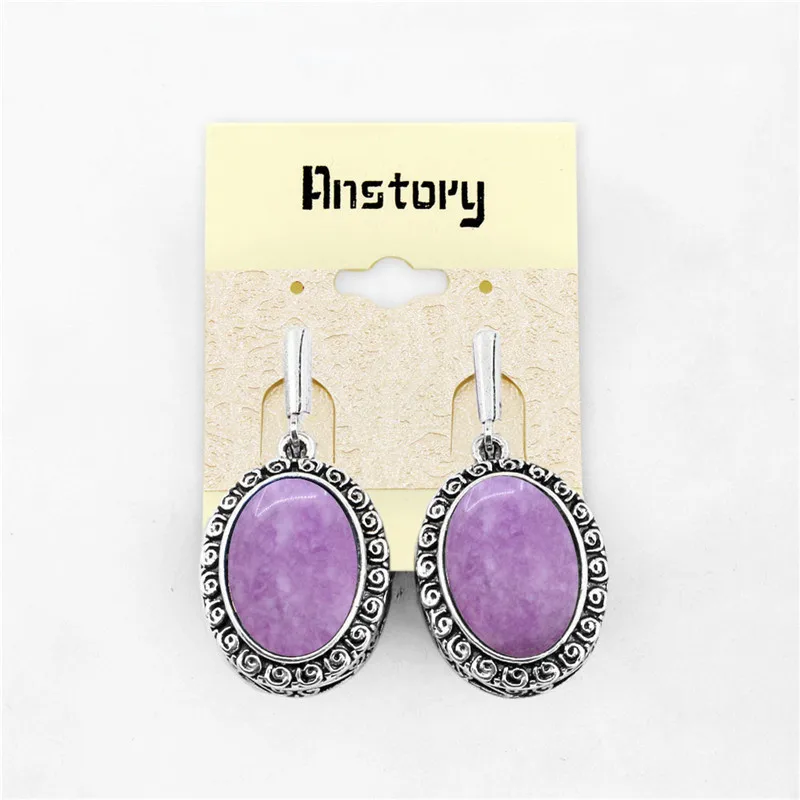 Natural Purple Stone Jewelry Sets Vintage Necklace Earrings Ring For Women Flower Pendant Fashion Party Jewelry|Ювелирные наборы| |