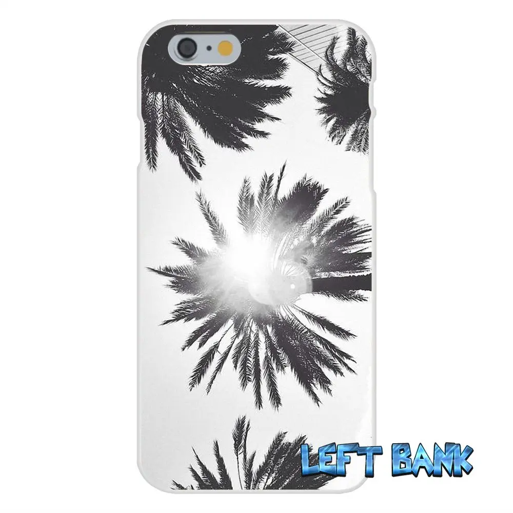 For Samsung Galaxy Note 3 4 5 S4 S5 MINI S6 S7 edge Black white palm leaves trees Art Soft Silicone TPU Transparent Case |