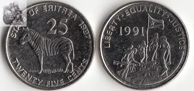 Эритрея 25 центов монета Африка 100% реальные и оригинальные монеты для личной
