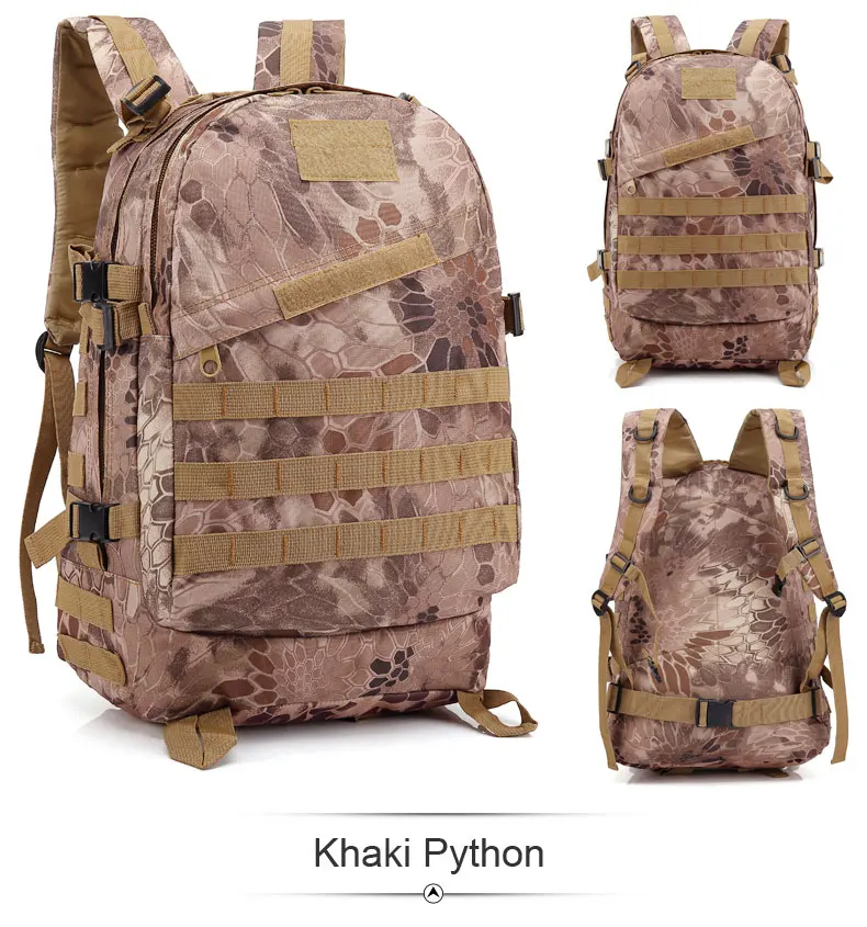 Khaki Python 40л военный тактический рюкзак водонепроницаемый износостойкий открытый охотничий рюкзак походные рюкзаки камуфляжный рюкзак походные сумки - Цвет: Khaki Python