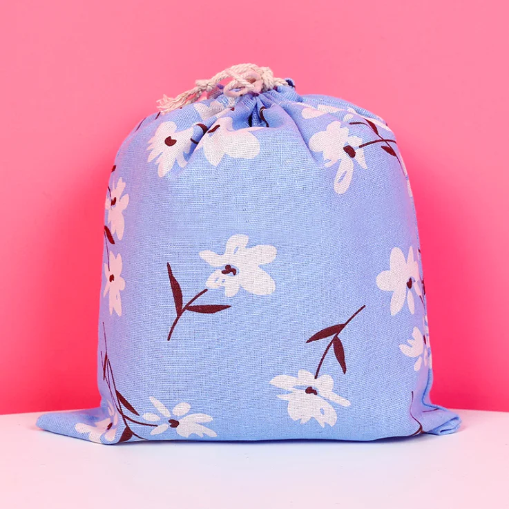 Blue 28x26cm Мультфильм белье хлопок Drawstring сумка 28x26 23x18 15x12 см мини прекрасный кот Для женщин Сумка дорожная домашнего хранения подарочная упаковка для ювелирных изделий сумка - Цвет: Blue 28x26cm