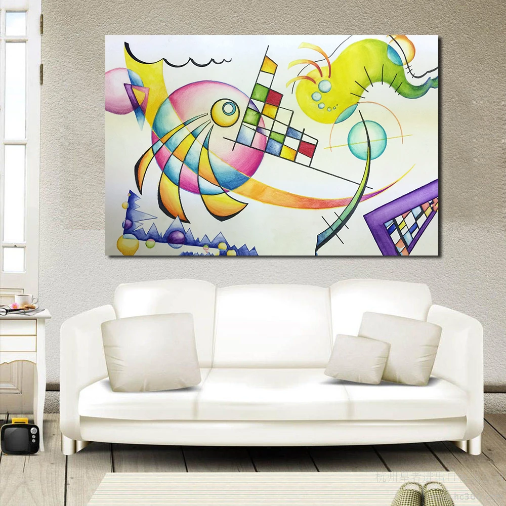 

JQHYART Kandinsky Wall art canvas Painting Modern Home Decor Oil Painting Wall Pictures For Living Room No Frame