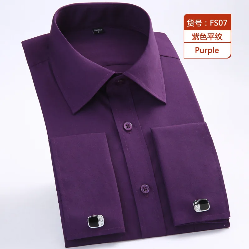 Hot Sale Plus-size 5XL 6XL Pure Color Twill Stripe Rhombic Casual Long Sleeve Men Dress Shirt With Shell Button French Gentleman