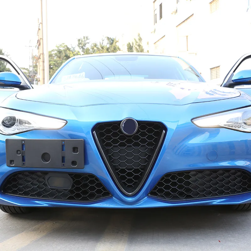 2 шт. углеродного волокна Стиль для Alfa Romeo Giulia ABS Пластик Спереди украшение решетки кадров автомобильные аксессуары