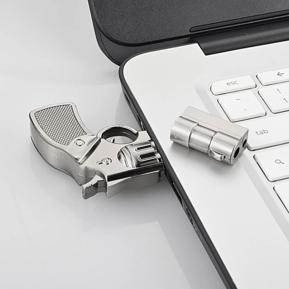 J боксинг мультфильм USB флэш 64 Гб Pendrives металлический пистолет Форма память палка