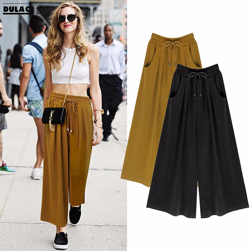 2018 сезон: весна–лето Для женщин модные эластичные высокой талией Брюки Большие