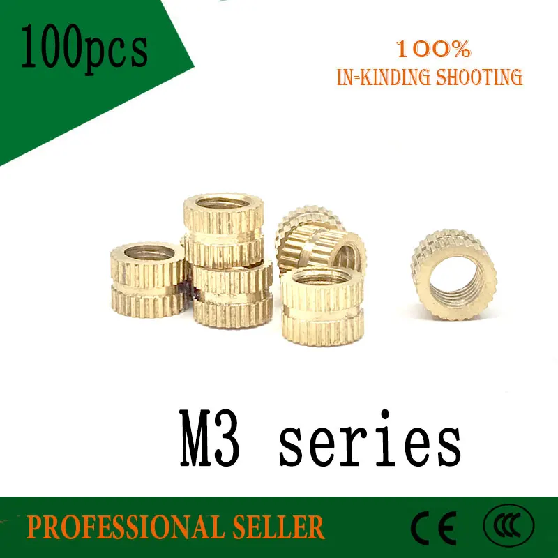 100 шт. OD 5 мм латунная медная вставная гайка M3 * 5*4/5/6/8/10 встроенные стандартные