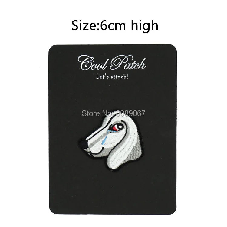 Белая собака со слезой в глазах кавайное ремесло термоклейкие патчи вышитые