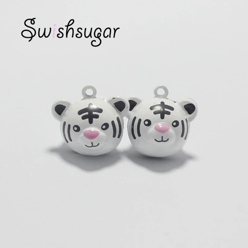

Enamel Tiger Head Jingle Bell Charms DIY Craft Jewelry Accessories Kids Girl Pendant Decor
