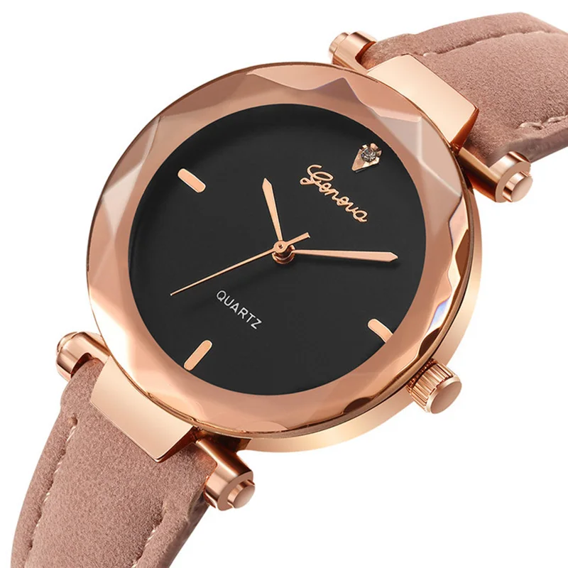 Женские часы GENEVA женские кварцевые уникальные роскошные Простые Романтические