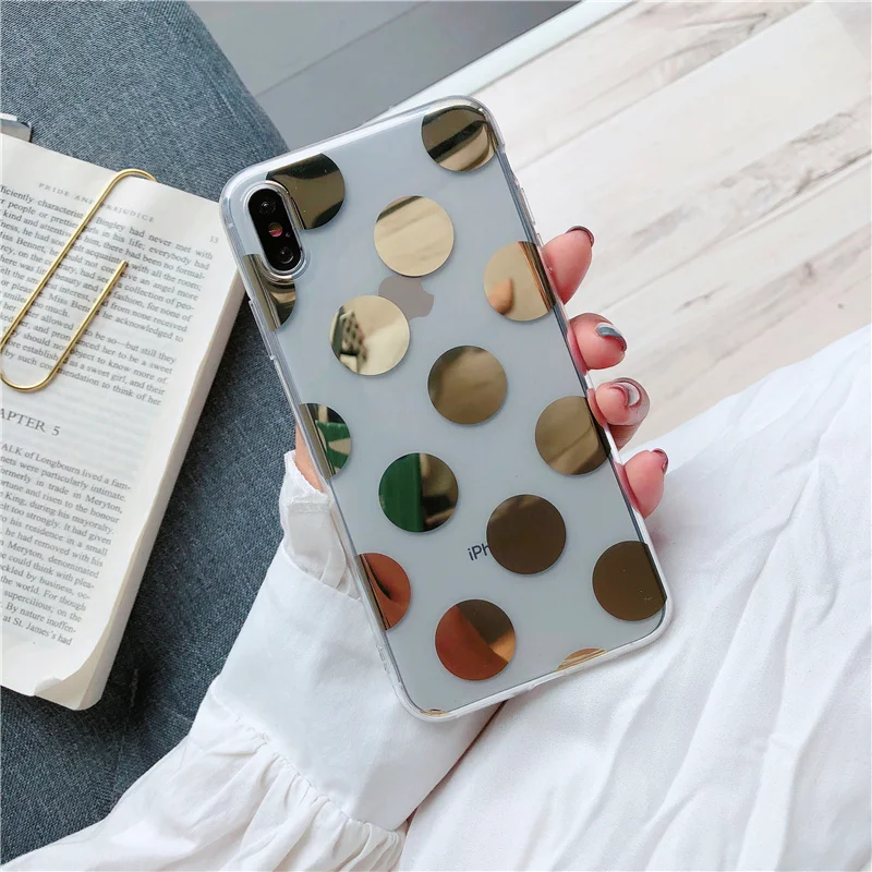 Прозрачный чехол в горошек для телефона iphone 6 7 plus xs max звездное небо покрытие