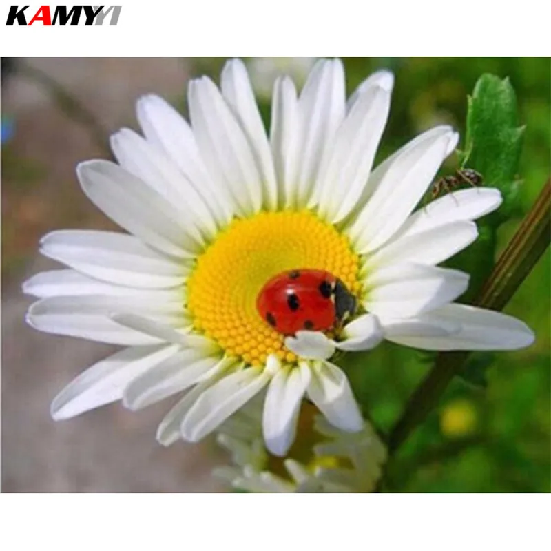 Белая маргаритка с алмазной вышивкой 3D полный квадратный декор на стене с рельефными стразами для ремесел Diy весенний подарок.